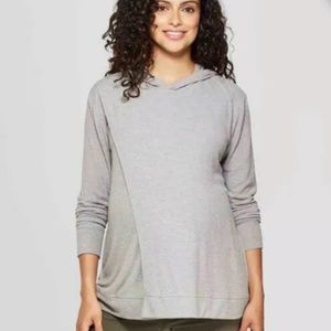 Isabel Maternity by Ingrid & Isabel Gray Long Sleeve Hooded Shirt Sz XS